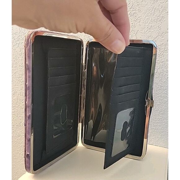 Fleur De Lis Cross Purse Wallet Faux Ostrich Snap Closure Purple Brown Western - Picture 5 of 13